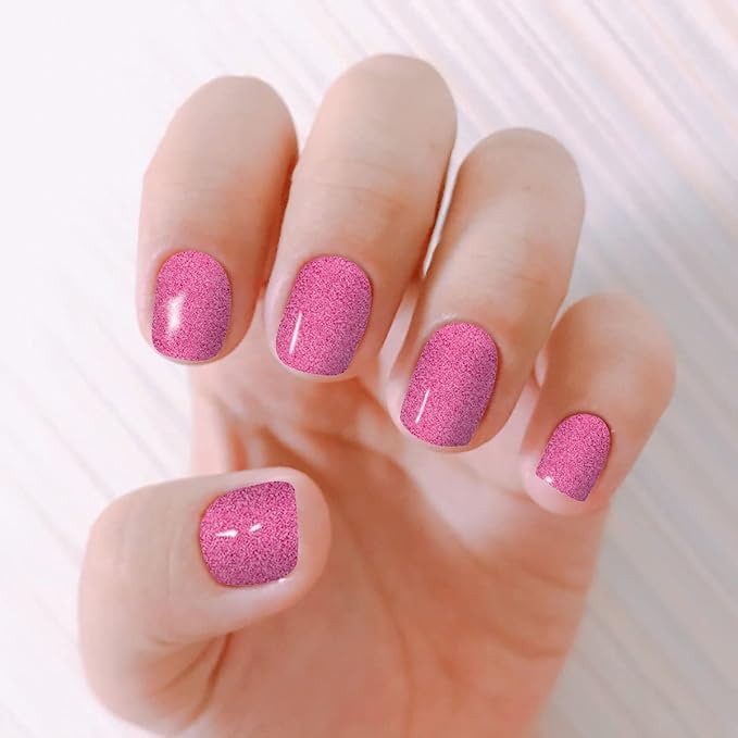 WOKOTO 20 Sheets Glitter Solid Nail Stickers, Full Nail Wraps Sparkly Glitter Powder Design, Gel Nail Strips Mixed Color Nail Polish Stickers Strips for Women & Girls, Easy Application, Salon Quality
