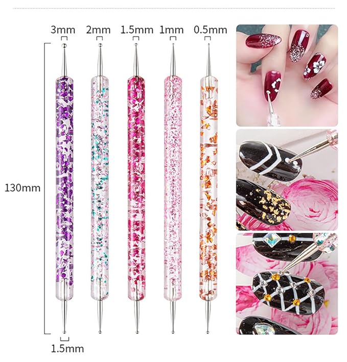 24 Pieces Nail Art Tools Kit Resin Nail Art Palette Acrylic Silicone Engraving Pen Dotting Pen Mixing Palette Detail Brushes Tools for Nail Art DIY Home Salon Makeup Display (White)