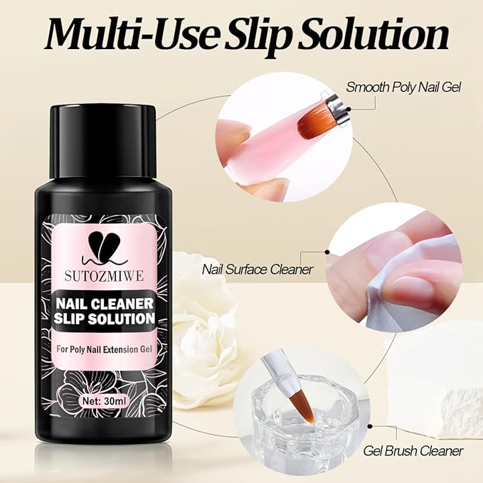 Nail Dehydrator and Primer with Base & Top Coat Gel Nail Polish,Slip Solution for Polygel Nails,Multi-Purpose Nail Cleanser,5PCS Nail Prep Kit for Home DIY Professional Manicure Nail Salon