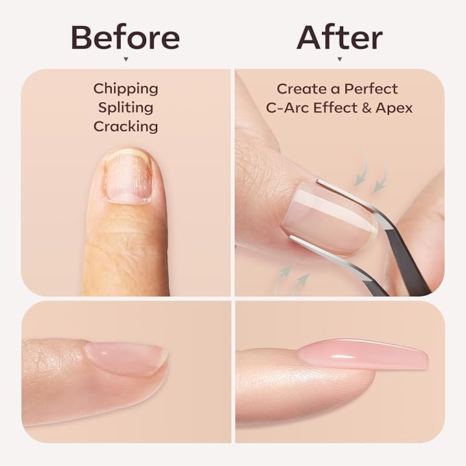 modelones Builder Nail Gel Polish Set, Base Colors Jelly Nude Pink Hard Strengthener Rubber Gel Polish 8-in-One Extension LED Nail Lamp Cured 6 Colors