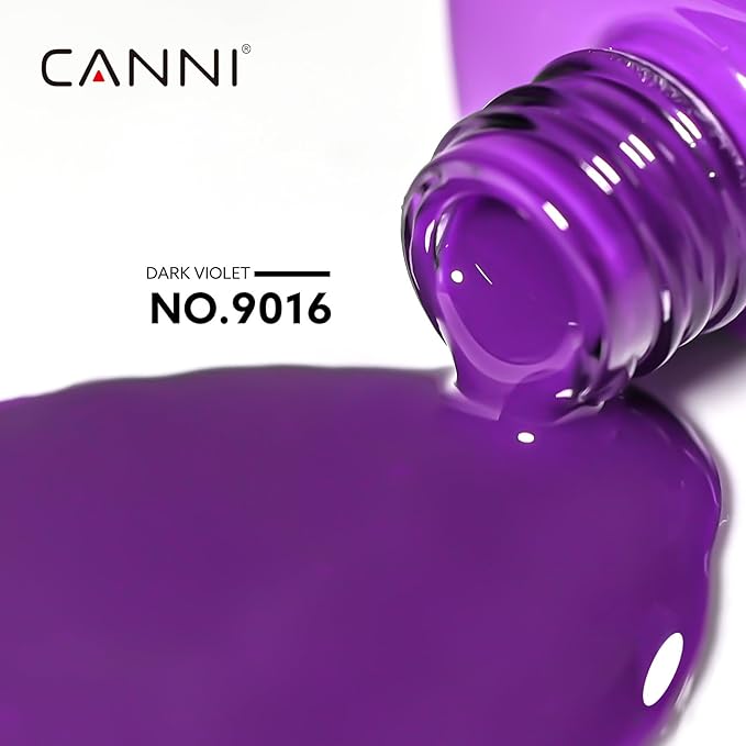 CANNI Purple Gel Nail Polish, 1Pcs Dark Purple Gel Polish Deep Color High Gloss Soak Off U V Nail Manicure Salon DIY