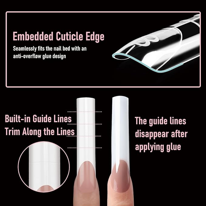 Straight Polygel Dual Nail Forms Square, Reusable Nail Molds with French Guidelines for Poly Gel Builder Gel Acrylic Nail Extension,15 Sizes 150Pcs