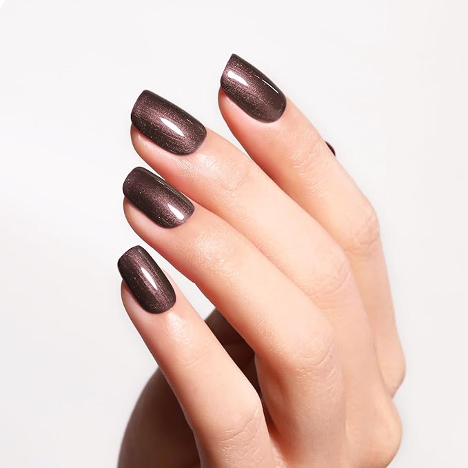 Pearl Gel Nail Polish, Brown Glitter Gel Sparkle Shimmer 15ML Soak off LED UV DIY Art Fall Winter Manicure