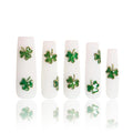 LOVFUL Mid Length Press on Nails Lucky Charm | Handmade Acrylic Press ons | Reusable Fake False Nails | Square Mid Length 1.7 in | H290-L