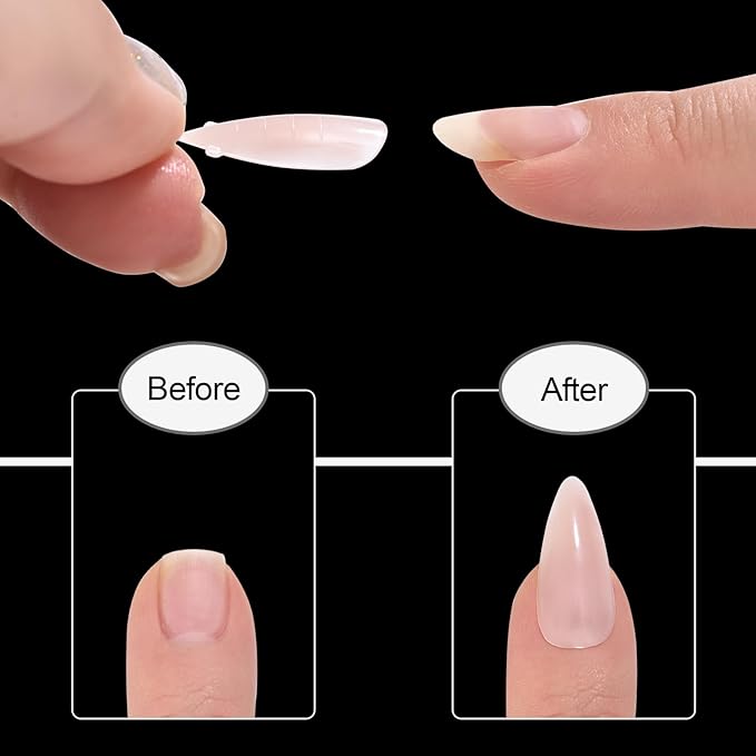 120Pcs Dual Nail Forms Poly Extension Gel Nails Full Cover Nail Tip Builder Molds 12 Sizes Clear Almond for Solid Nail Gel Glue Nail Art Design for Home & Salon