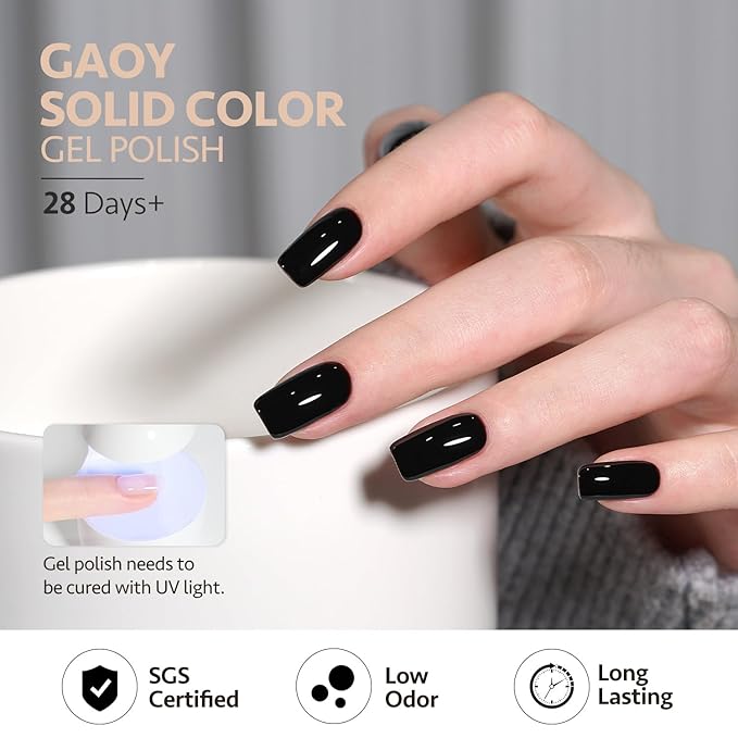 GAOY White Red Black Gel Nail Polish Set, 6 Colors Brown Pink Nude Soak Off UV Light Cure Gel Polish Kit for Salon and Nail Art DIY at Home