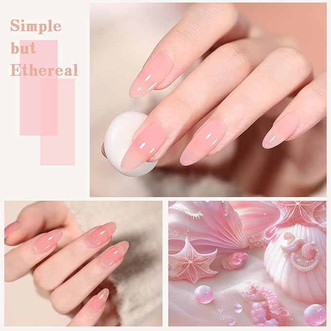 Jelly Pink Gel Nail Polish Set of 10 Colors Nude Gel Polish Kit UV LED Soak Off Nail Polish Gel Home DIY Manicure Nail Art Salon Varnish