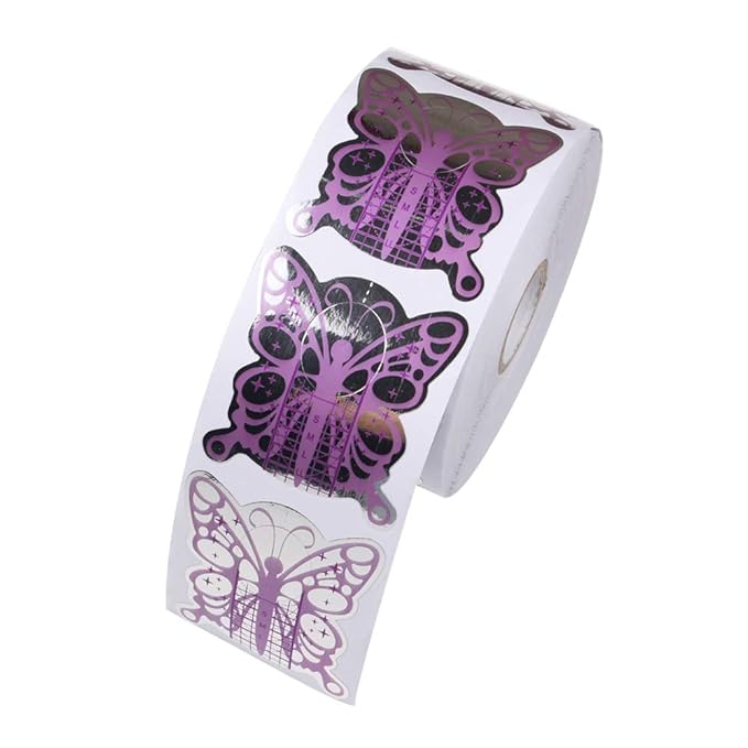 500Pcs Nail Form Pruple Bufferfly Shape Nail Art Guide Form Acrylic Tips UV Gel Extension Stickers Guide Stencil Manicure Tools for Nail Polish Guide