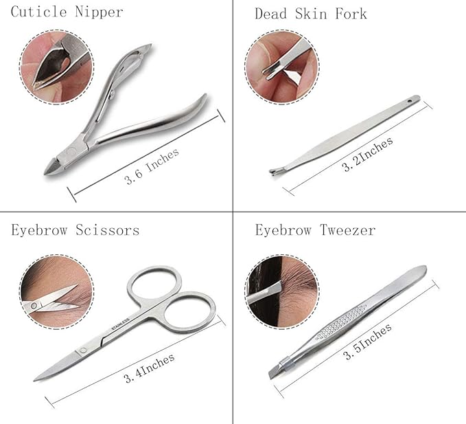 Manicure Set Professional Nail Clippers Kit Pedicure Care Tools- Stainless Steel Grooming Kit 12Pcs for Travel or Home (Pink)