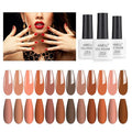AIMEILI Soak Off U V LED Nude Brown Gel Nail Polish Color, Nudes Neutral Color Gel Kit for Halloween Nail Art Gifts for Women Mother Gift Set Of 12pcs X 8ml - Kit Set 1