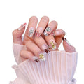 2 Packs Press On Nails Handmade Rhinestones Charms DIY Reusable Adhesive Tabs False Fake Nail, Set #02, Size L