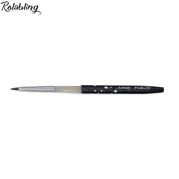 Size 2# Black 100% Kolinsky Sable Acrylic Nail Art Brushes UV Gel Nail Painting Pen Brushes (Size 2)