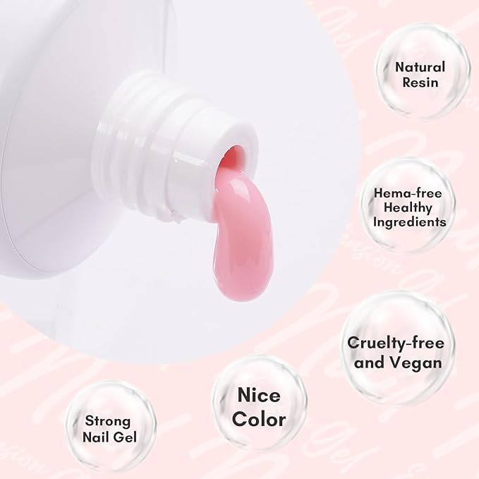 Makartt Hema-Free Poly Nail Gel 50ML Builder Nail Extension Gel Daisy Pink Long-Lasting Easy-Use Gel for DIY Home Salon