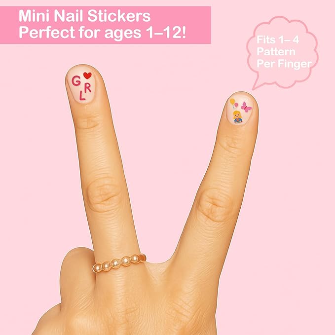 Mini Nail Art Stickers - 800 Pcs Birthday Party Favors, Cute 3D Self-Adhesive Flowers, Animals, Fruits Designs - DIY Home Nail Art Decals for Women Easter Basket (6 Sheets)