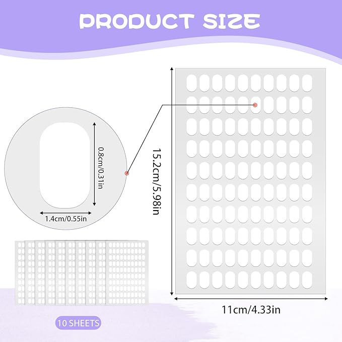 1000 PCS Nail Art Double Sided Nail Tape, False Tip Sticky Tabs, Clear Nails Adhesive Tabs, Press on Fingernail Stickers Nails Display Strips, Fingernail Stickers for Press on Stand