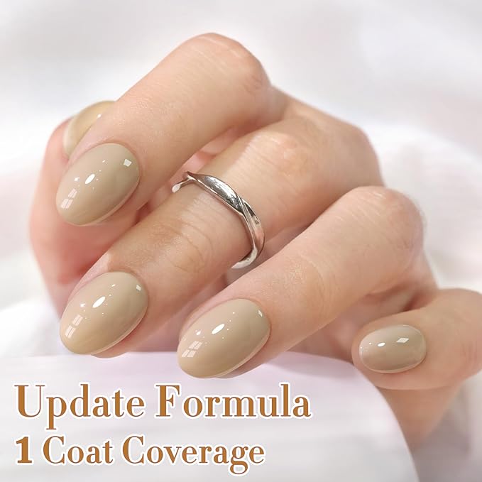 Double Rhythm 0.5 Oz Gel Nail Polish Neutral Natural Same Color Same Bottle Translucent Light Milky Pastel 15ML Manicure French Design Art DIY at Home (Cream Nude-A1498)