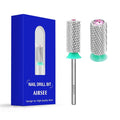AIRSEE Tungsten Carbide Acrylic Nail Drill Bit Efile Electric File Machine Head Tip for Manicure Polishing Art Remove Gel 3/32" 2 Way Beginner Safety Pink Crystal Top Barrel Coarse-C