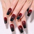 Black Dark Red Ombre Glossy Press on Nails Coffin Acrylic Fake Nails Stylish Design, Natural Reusable Nails Kit for Women DIY False Nail Art Decoration Gift, Salon Quality Reusable 15/30 Pcs