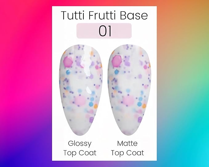 Vanzeig's Tutti-Frutti UV Gel Nail Polish Base | Milky Candy-Dipped | Durable Rubber Base Gel for Press-ons & Natural Nails | 15 ml (01)
