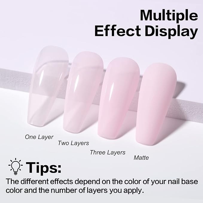 AIMEILI Hema Free Rubber Base Gel For Nails, Soak Off U V LED Clear Sheer Gel Nail Polish, 4 in 1 Nail Strengthen/Enhance/Base Coat/Color - (444) 10ml