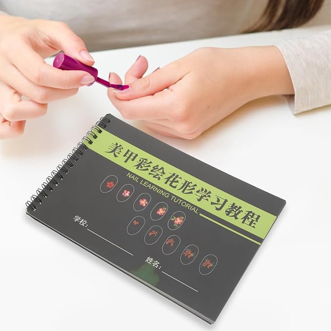 FRCOLOR Nail Art Practice Book Nail Painting Practice Template Nail Design Book Manicure Drawing Exercise Book for Nail Design for Beginners