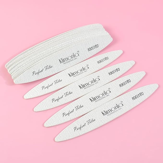 25pcs Professional Oval Nail Files Emery Board Set 100/180 Grit Dual-Grit Buffer Files for Natural & Acrylic Nails Tools Suit for Home Salon