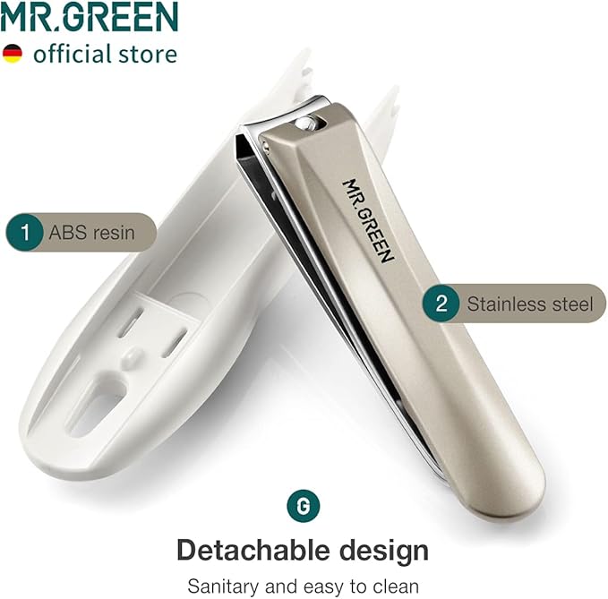 MR.GREEN Nail Clippers Anti Splash Fingernail Cutter Stainless Steel Manicure Tools Nail Scissors Detachable Design Nail Trimmer (Large)
