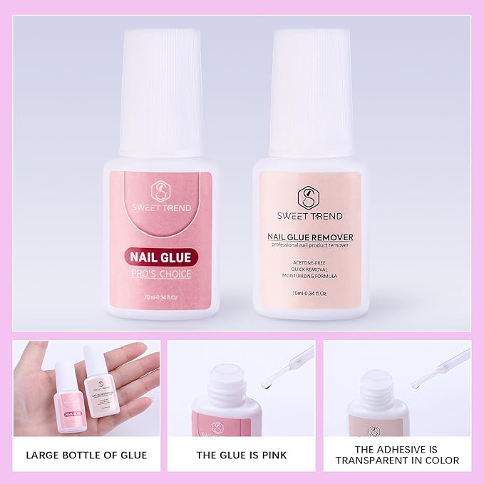 Tapered Square Fake Nail Tips: Sweet Trend No C Curve Nail Tips for Acrylic Nails 480Pcs 12 Sizes Extra Long Straight Flat Half Cover Nail Extension Kit with Glue Remover & Glue Acrylic Nail Clippers