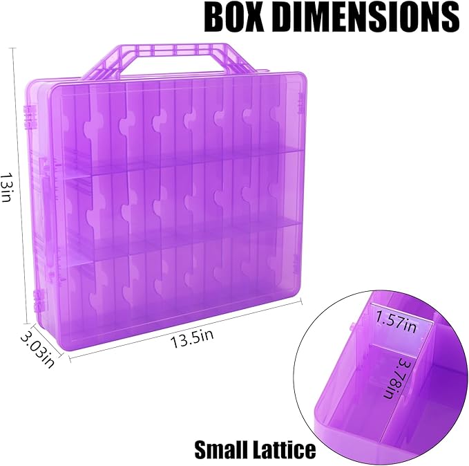 Universal Nail Polish Holder Gel Nail Polish Organizer Case for 48 Bottles Adjustable Dividers Space Saver,Double Sided Storage for Nail Bottles Mini Cars Threads Essential Oils (Purple)