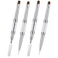 Double Ended Nail Builder Gel Brush, 4 Pcs Hard Gel Nail Brushes for Builder Gels Nails Brush Liner Brushes Professional Nails Art Design Tools for Manicure & Salon Use
