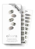 ohora Semi Cured Gel Nail Strips (N Check Noir) - Works with Any Lamps, Salon-Quality, Long Lasting, Easy to Apply & Remove - Includes 2 Prep Pads, Nail File & Wooden Stick