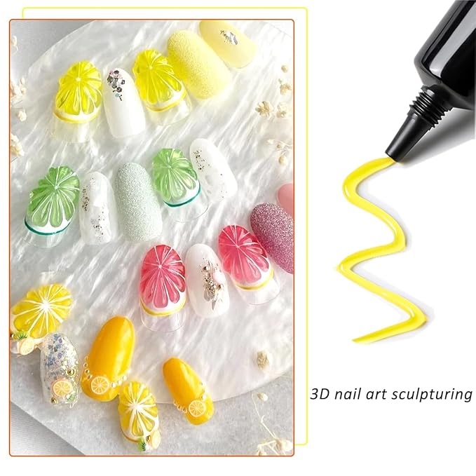 3D Sculpting Gel for Nail Art, 12 Colors Soft Modeling Nail Gels, Embossing Liner Polish, Neon Green Yellow Pink Gel Polish Summer Design, Wire Wave Painting Jelly Gels Manicure Kit