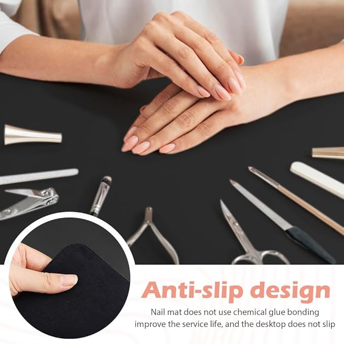 Foldable Nail Mat, Waterproof Manicure Pad 23.62x15.75 Inch | Perfect for Manicure at Home or Salon | Easy to Clean, Portable Design (Black)