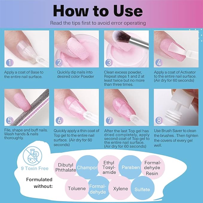 AZUREBEAUTY 29 Pcs Dip Powder Nail Kit Starter, 20 Colors Summer Pastel Pink Red Orange Glitter Acrylic Dipping Powder Liquid Set with Base&Top Coat Activator French Nail Art Manicure DIY Salon Gifts