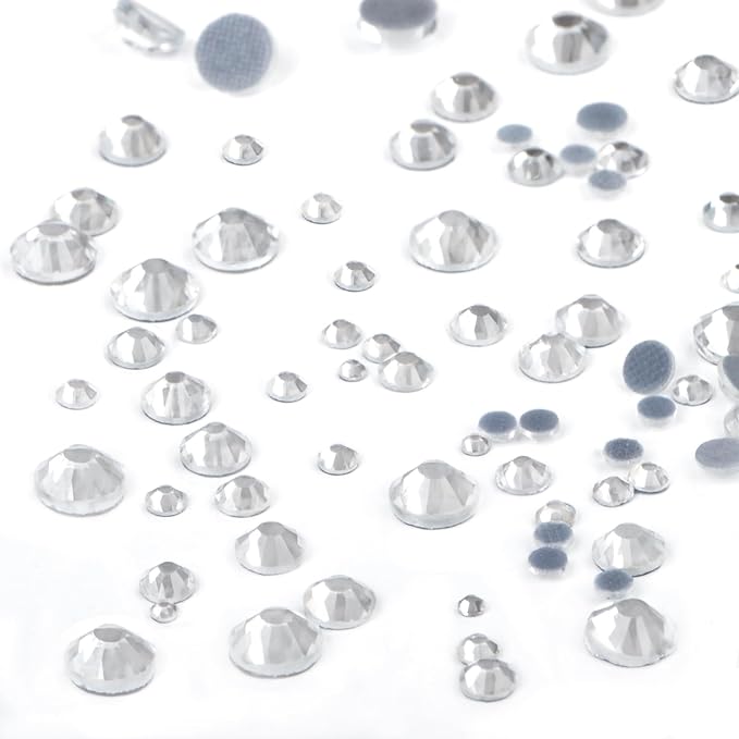 NCB Hotfix Iron on 8000pcs Crystal Rhinestones Round Gem for Crafts Decoration DIY Jewelry Making with a Tweezers and 2 Picking pens (Clear Crystal, 6Sizes SS4-SS30)