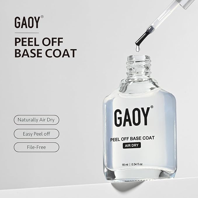 GAOY Air Dry Peel Off Base Coat, 16ml Practice Base for Nail Colors Test, Temporary Wear and Easy to Peel, No UV/LED Lamp Needed