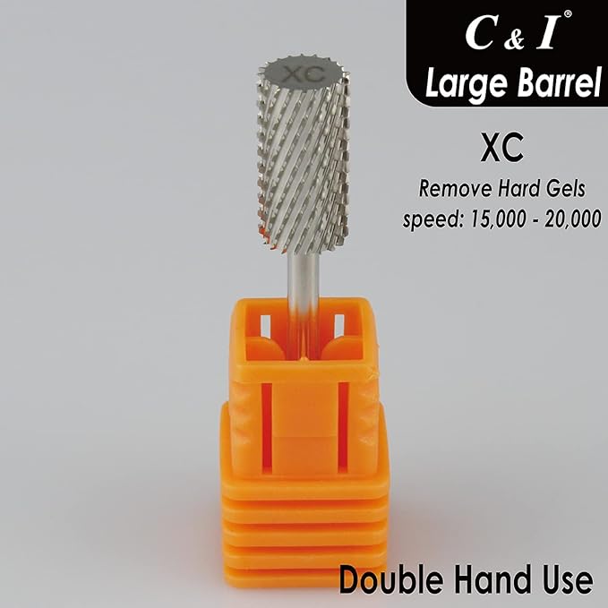 C & I Large Barrel Nail Drill Bits, Professional Electric File for Manicure Drill Machine, Nail Gels Remove, 3/32” (Extra Coarse -XC)