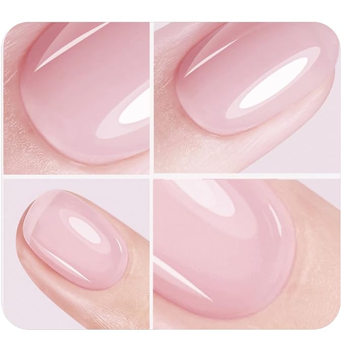 Vishine Milky Pink Rubber Builder Base Gel Nail Polish, 6 in 1 Builder for Strengthen Apex Building Extension Long Lasting Protect U V Cured Color Based Manicure for Fragile Nails Art Home Salon R063