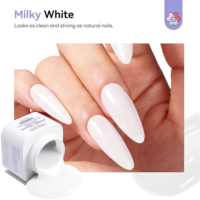 SAVILAND 5-IN-1 Ultra Hard Builder Nail Gel: 120 g Large Capacity Milky White U V Need Hard Gel for Nails Nail Extension Strengthen Thickening Durable Hard Gel Easy Nail Art DIY Home Use