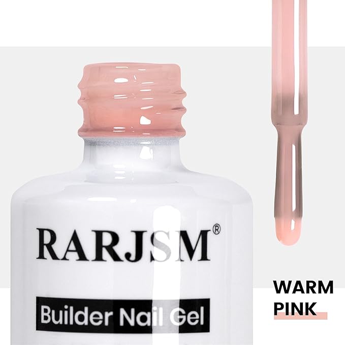 RARJSM Rubber Base Coat Gel Polish Nude Warm Pink Skin Tone Rubber Base Gel for Nails Natural Nude Color French Manicure Extend Gel Soak Off Curing Requires Single Bottle 15ml Salon Home DIY Use