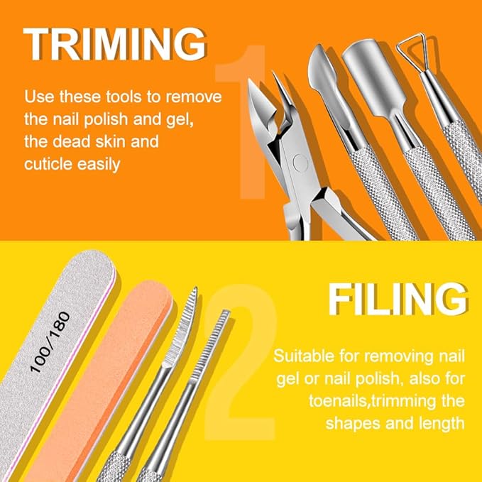 Nail File and Buffer, TsMADDTs Manicure and Pedicure Tool Kit with Files and Buffers Block Set, Polish Buffer, Cuticle Pusher, Cuticle Nipper, Peeler, File Lifters for Toenail,13 pcs Nail Care Kit