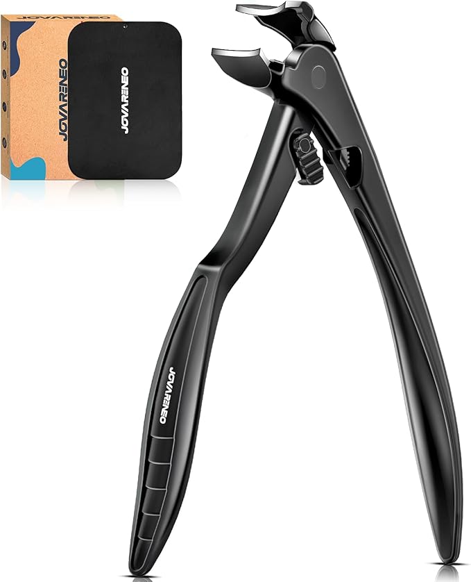 Toenail Clippers for Seniors, Angled Head Large Toe Nail Clippers for Thick Toenails, Wide Jaw Clippers, Heavy Duty Ergonomic Anti-Splash Cutter, Upgraded Long Handled Toenail Clippers