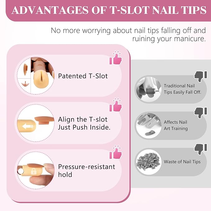 LIONVISON Practice Hand for Acrylic Nails: Magnetic Manicure Fake Nail Training Hand with Flexible Detachable Hand & 100 Strengthen Nail Tips for Nail Beginners (Brown)