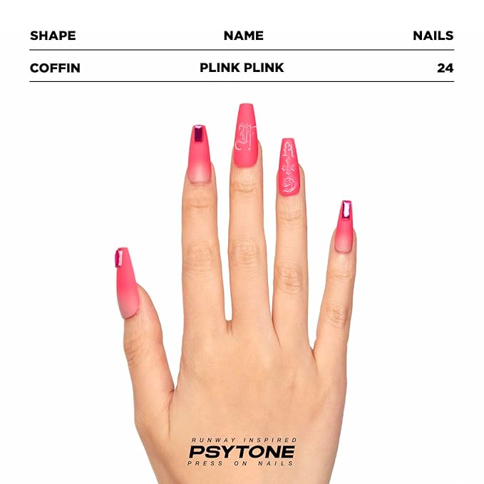 PSYTONE Press on Nails Short Almond Fake Nails Pink French Tip Glue on Nails Glossy Acrylic Nails Press ons Pink Full Cover Artificial Stick on Nails Petite Stick on Nails for Women 30 Pcs
