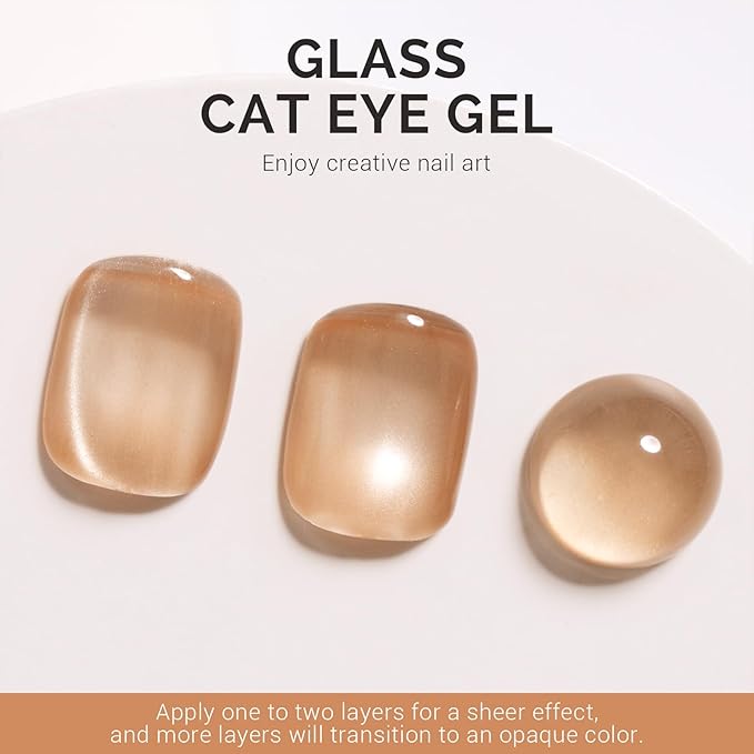 MelodySusie Glass Cat Eye Gel Nail Polish, Light Blonde Glitter Holographic Magnetic Nail Polish with Magnet, 0.5 Fl Oz UV Nail Polish for Nail Art Manicure Salon DIY at Home B5402
