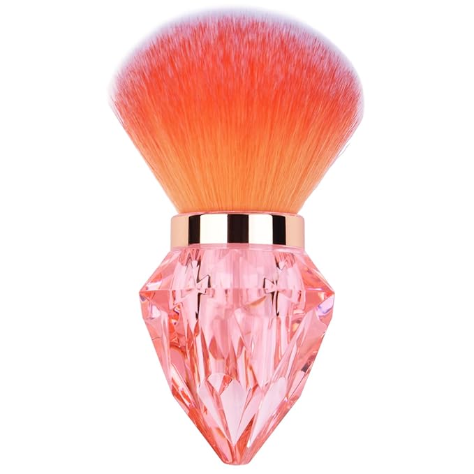 Nail Art Dust Powder Remover Brush Big Rhinestone Handle Nail Dust Cleaner Brush Professional Nail Art Tool for Acrylic Gel Nails
