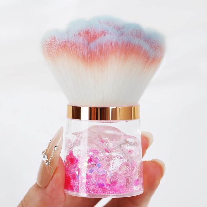 Nail Dust Brush for Nails, Nail Arts Dust Powder Remover Brush, Dust Collector Brush, Blush Brush, Makeup Brushes Acrylic Nail Tools (Rose)