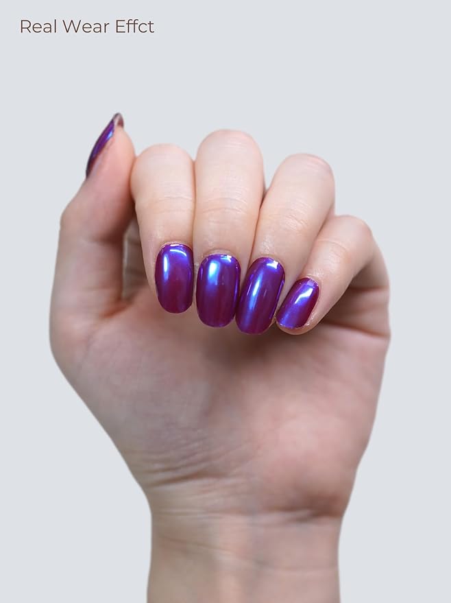 Semi Cured Gel Nail Strips - UV Light Gel Nail Stickers - 20 Long Lasting Salon Quality Wraps (Galactic Glow Purple)