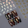 3Sheets Dragon Nail Stickers Gold Silver Laser Chinese Totem Character Acrylic Nail Decals for Halloween New Year Tattoo Design Supplies (B style)