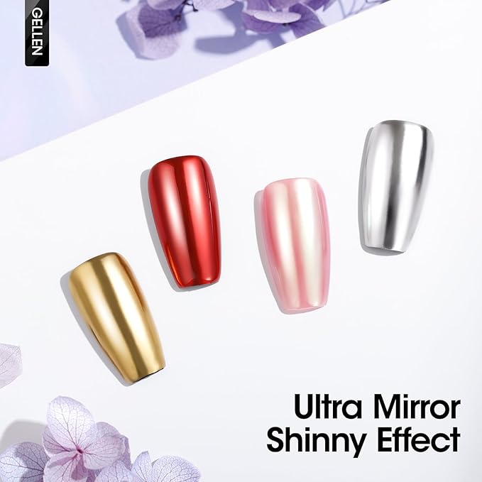 GELLEN 18ml Gel Top Coat for Chrome Nail Powder, No Wipe Clear Top Coat Polish, High Glossy Mirror Effect, UV Light Needed, Long Lasting Soak off, for Metallic Gel, Nail Art Manicure